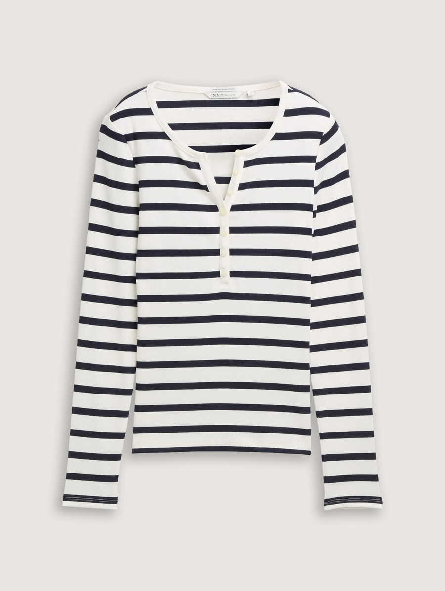 chemise henley côtelée à manches longues