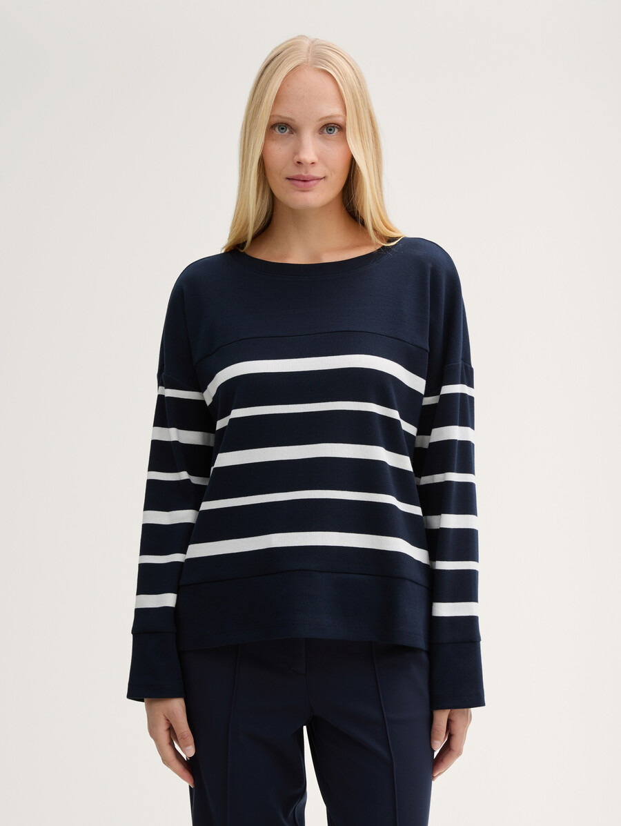 chemise côtelée à manches longues à motif rayé