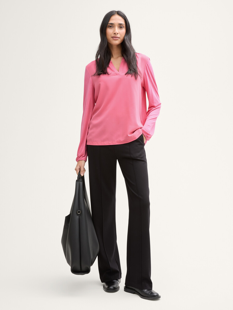 chemise à manches longues en mélange de matières