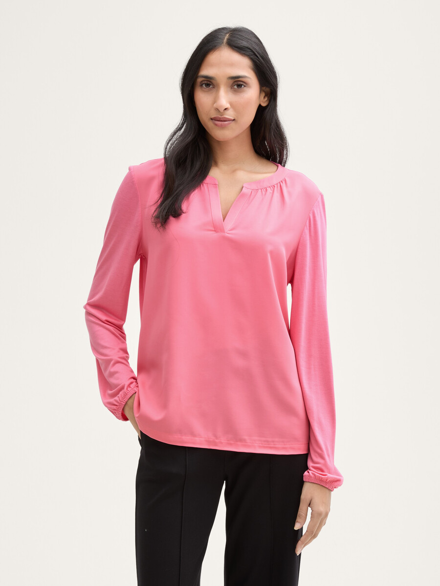 chemise à manches longues en mélange de matières