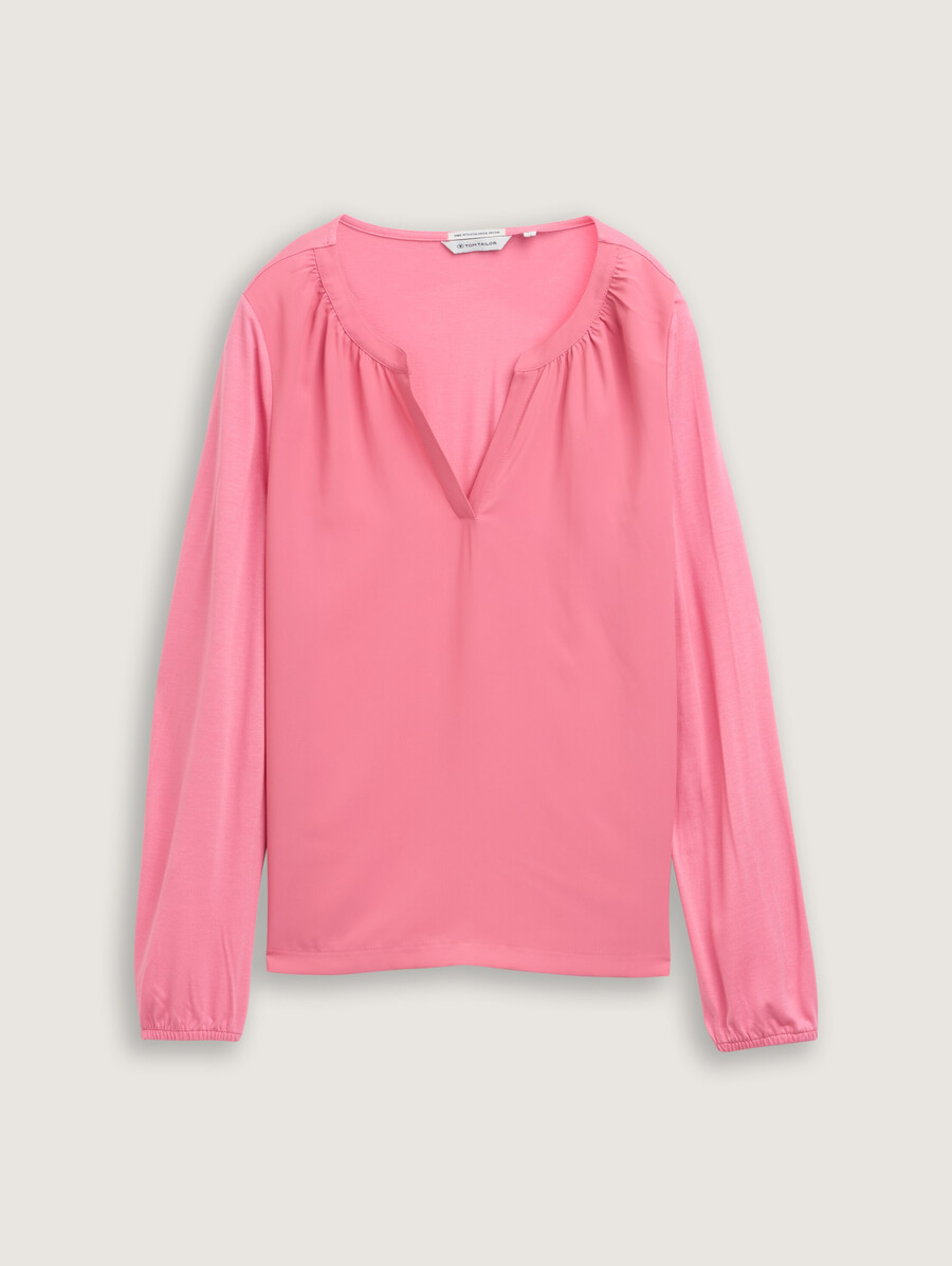 chemise à manches longues en mélange de matières
