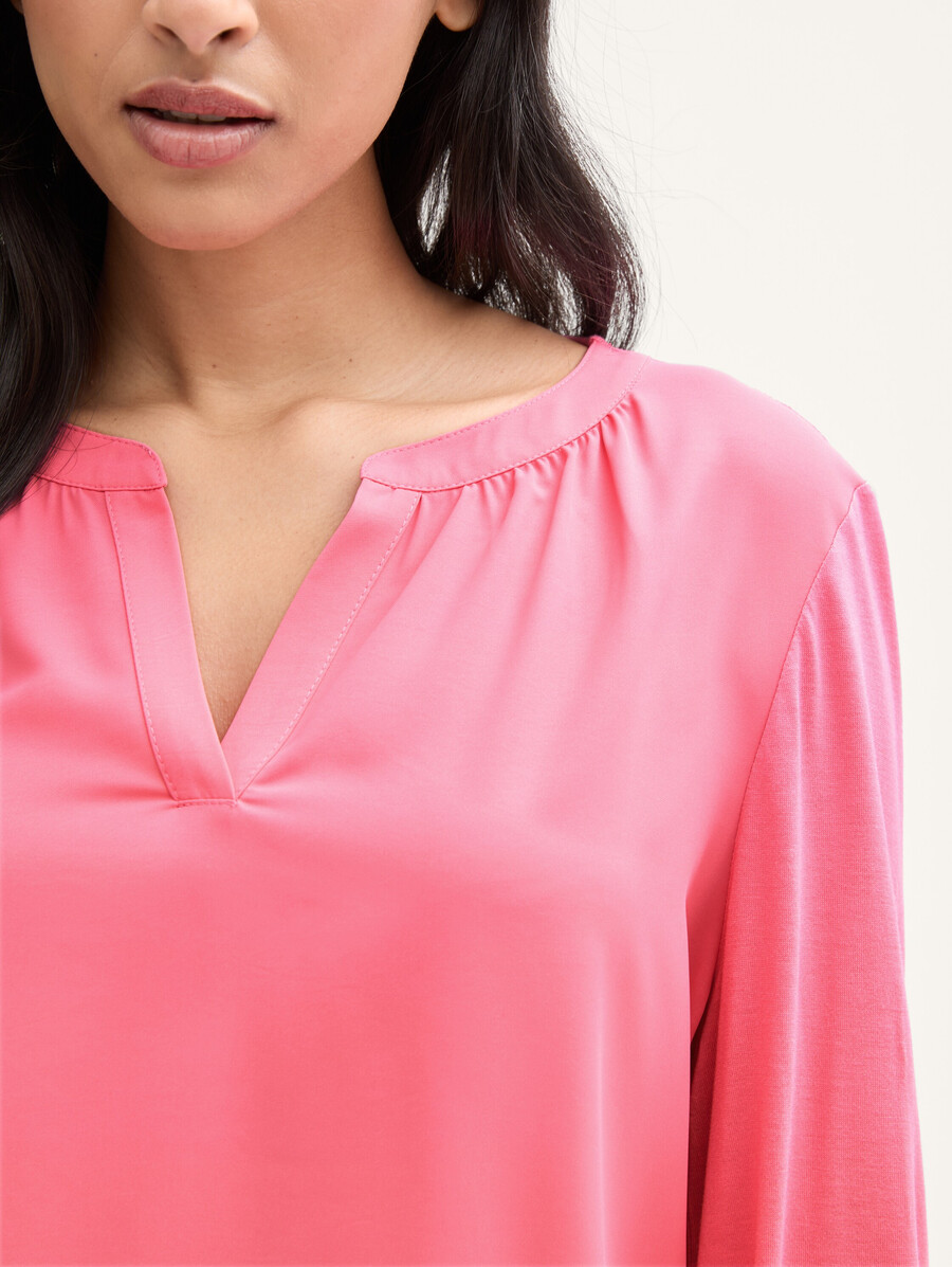 chemise à manches longues en mélange de matières
