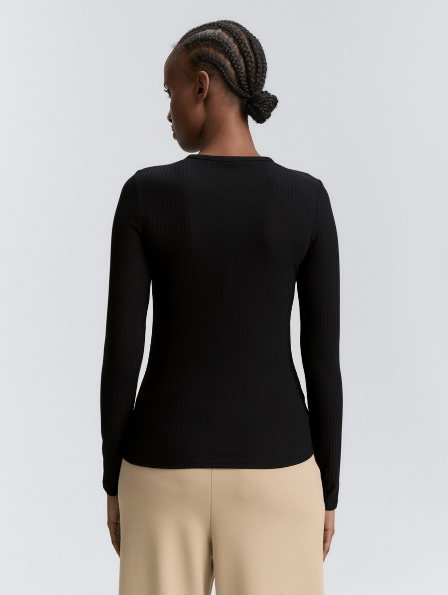 chemise henley côtelée à manches longues