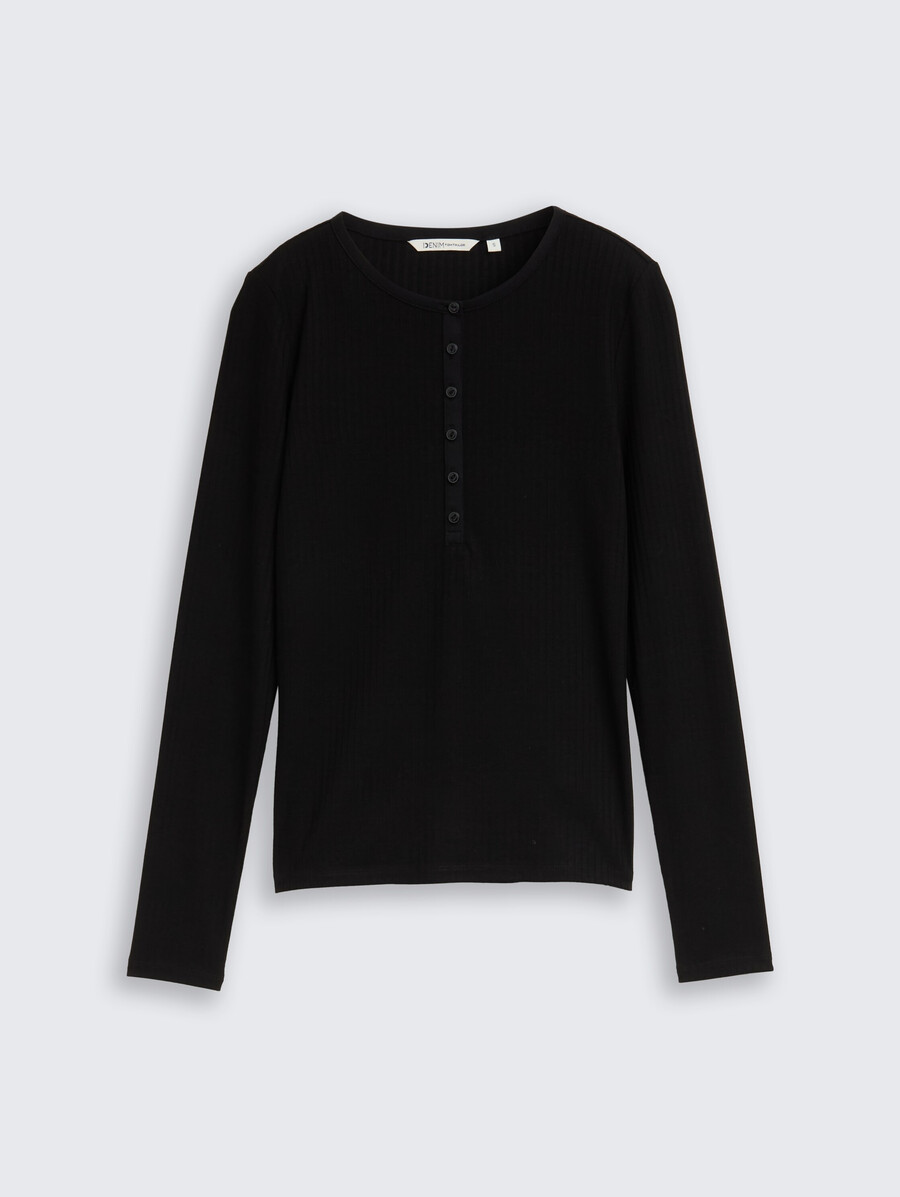 chemise henley côtelée à manches longues
