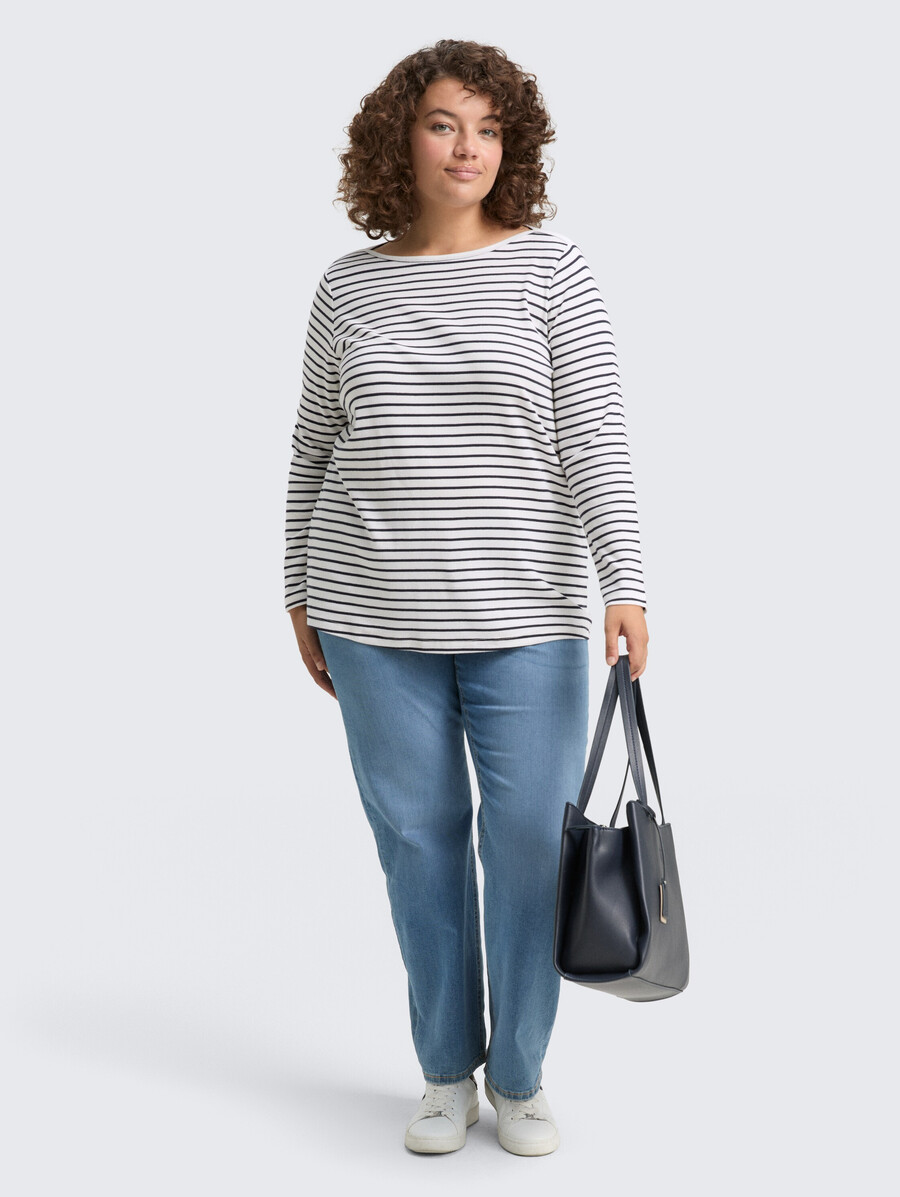 chemise à manches longues grande taille à rayures