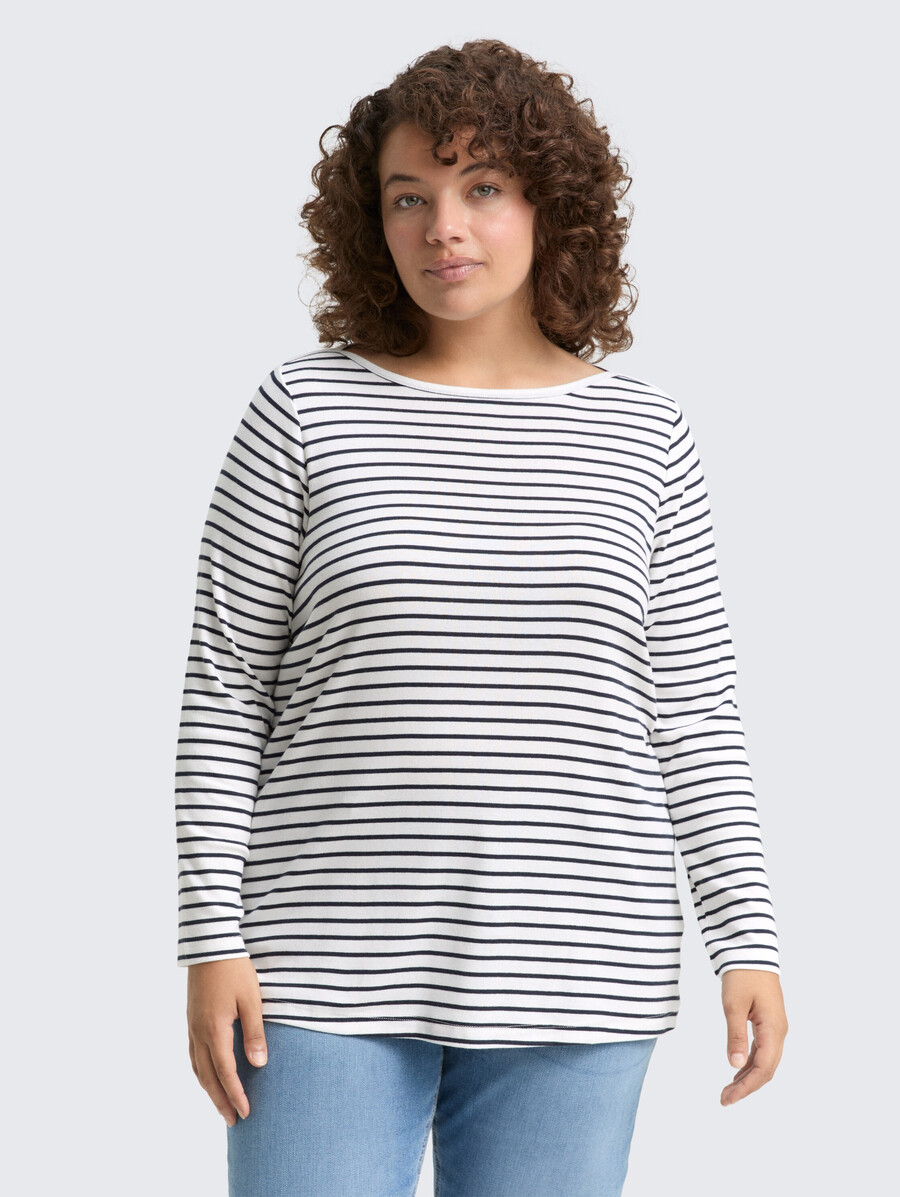 chemise à manches longues grande taille à rayures
