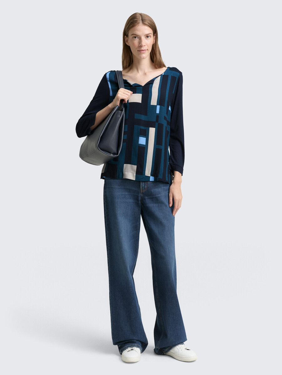 chemise à manches longues en mélange de matières