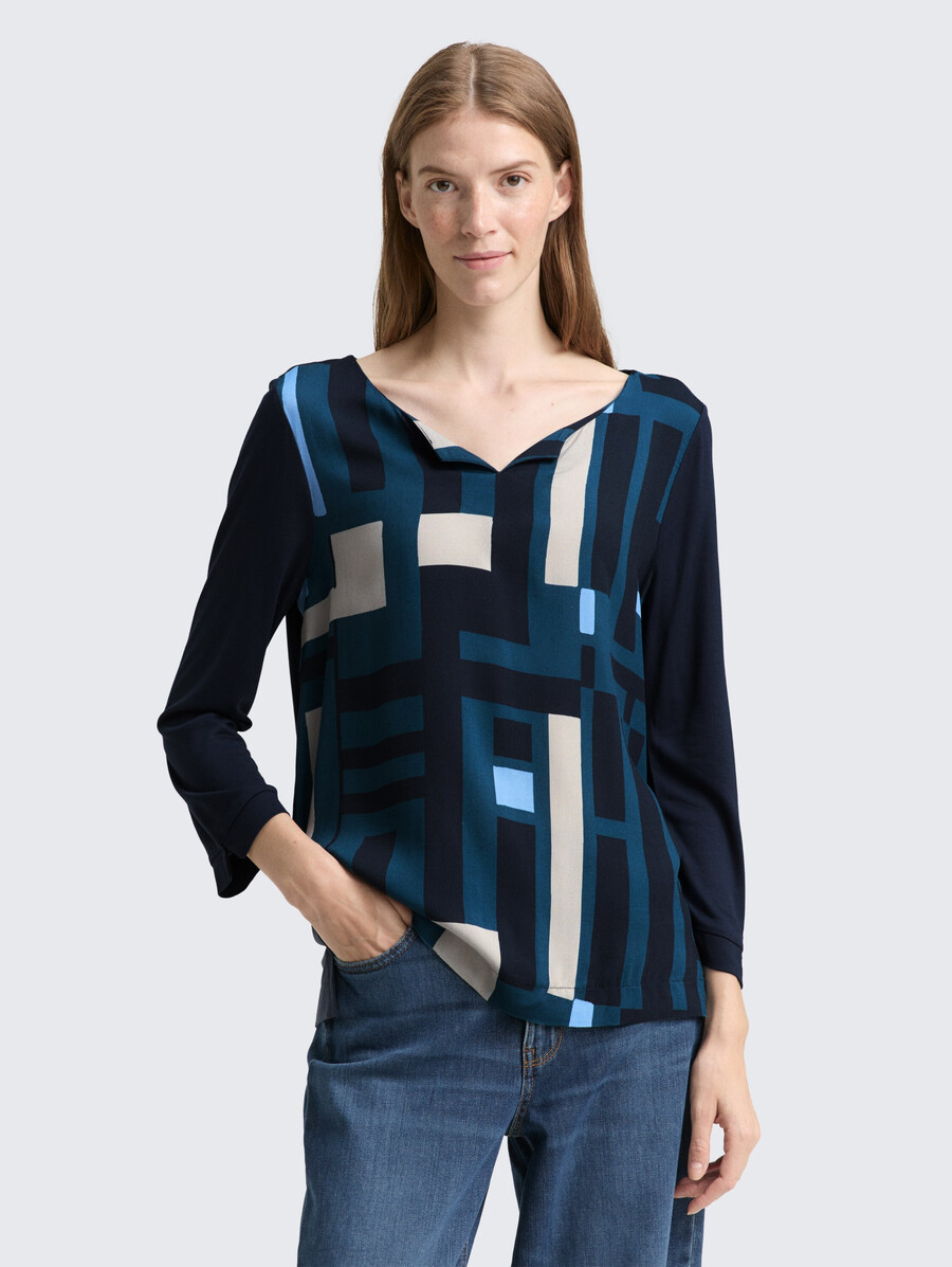 chemise à manches longues en mélange de matières