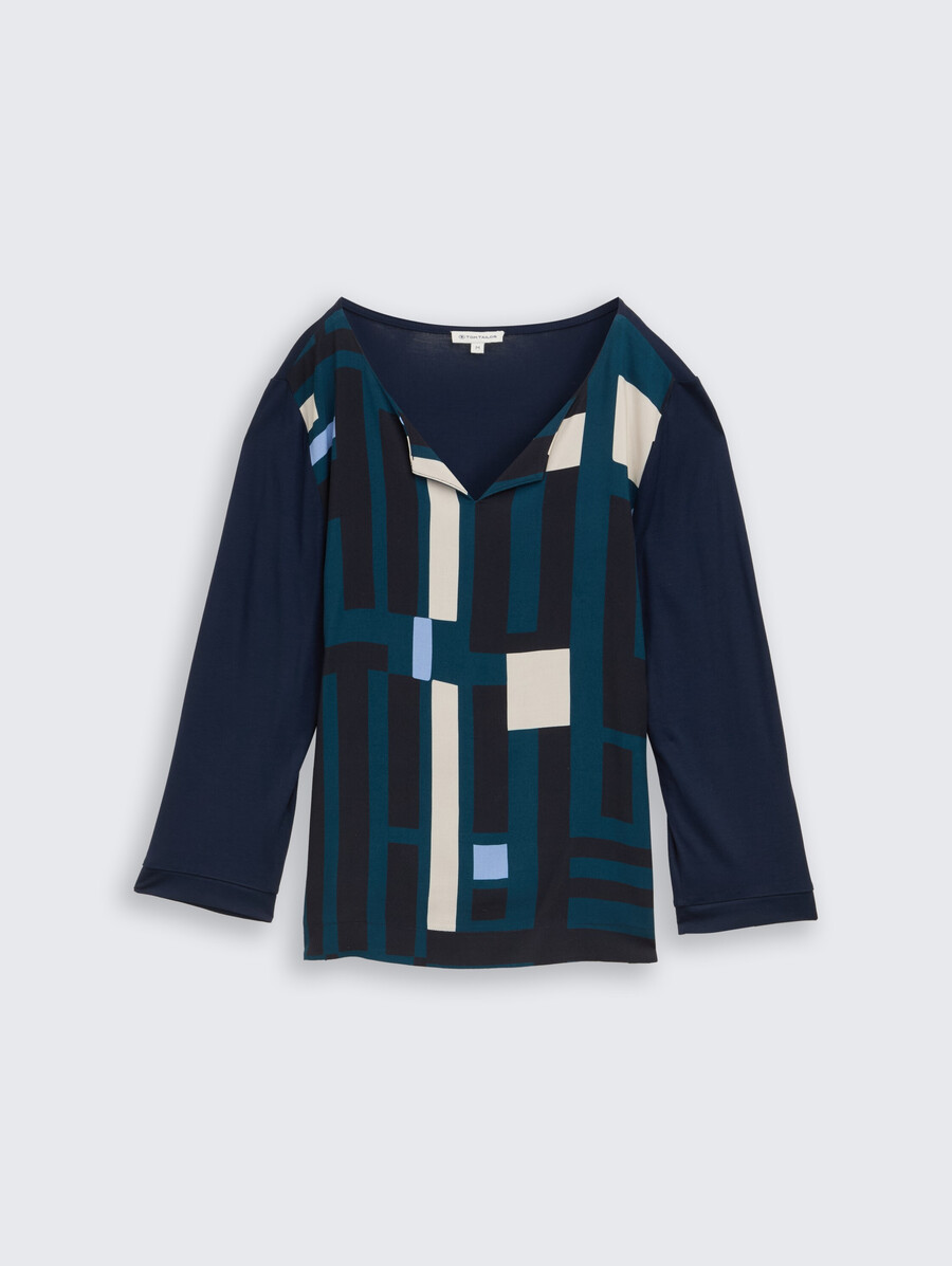 chemise à manches longues en mélange de matières