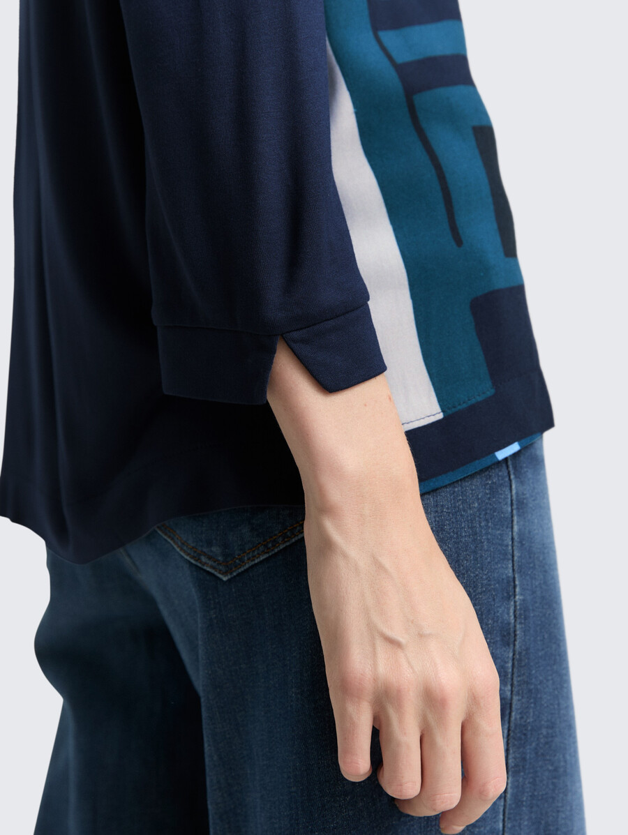 chemise à manches longues en mélange de matières