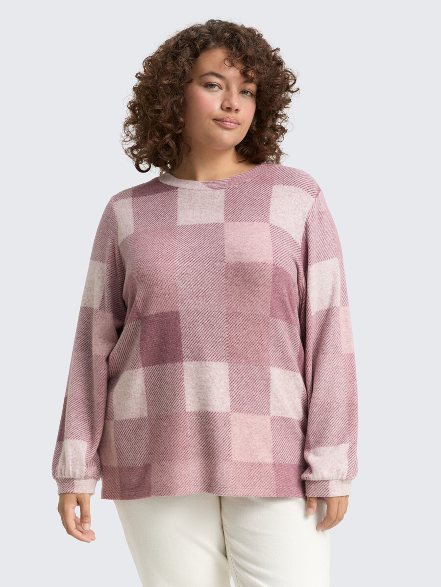 chemise à manches longues grande taille à motifs