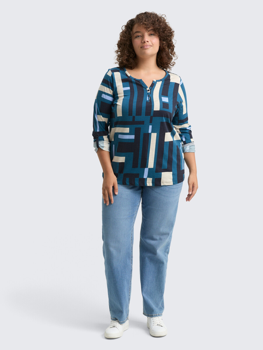 grandes tailles - chemisier henley à motifs