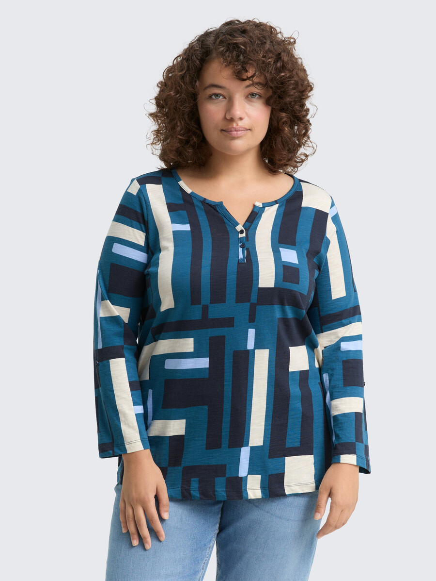 grandes tailles - chemisier henley à motifs