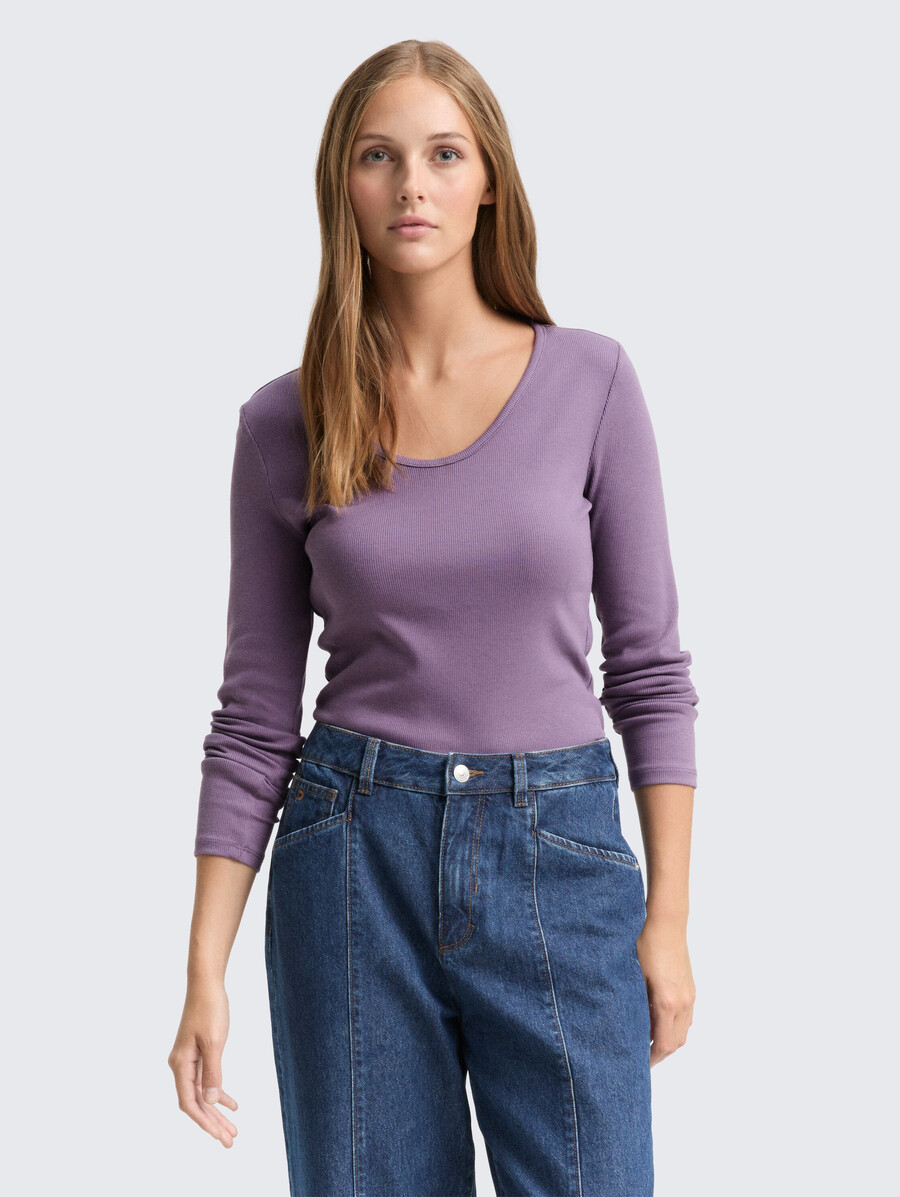 chemise à manches longues coupe ajustée avec texture côtelée