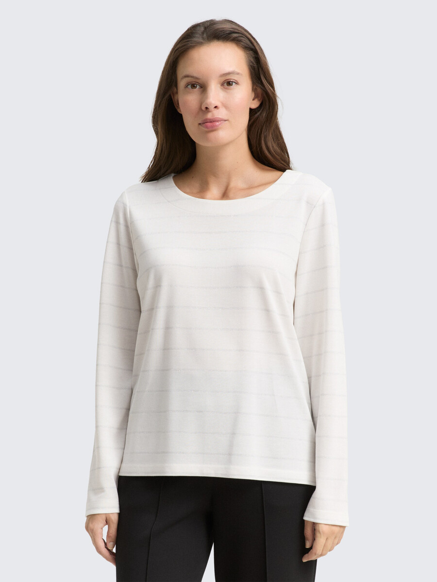 chemise à manches longues à rayures pailletées