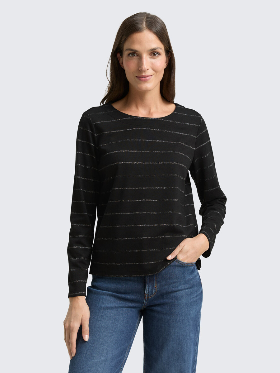 chemise à manches longues à rayures pailletées