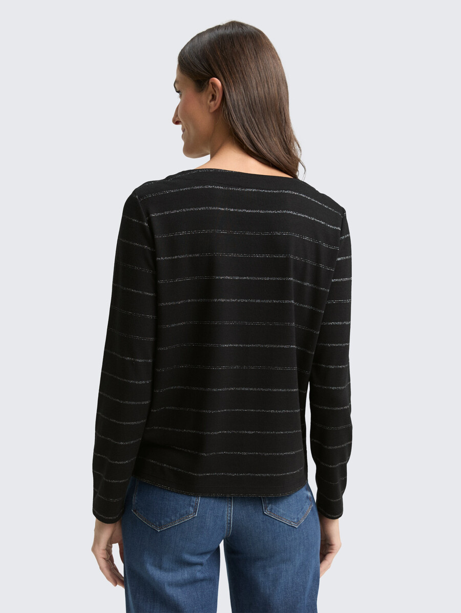 chemise à manches longues à rayures pailletées