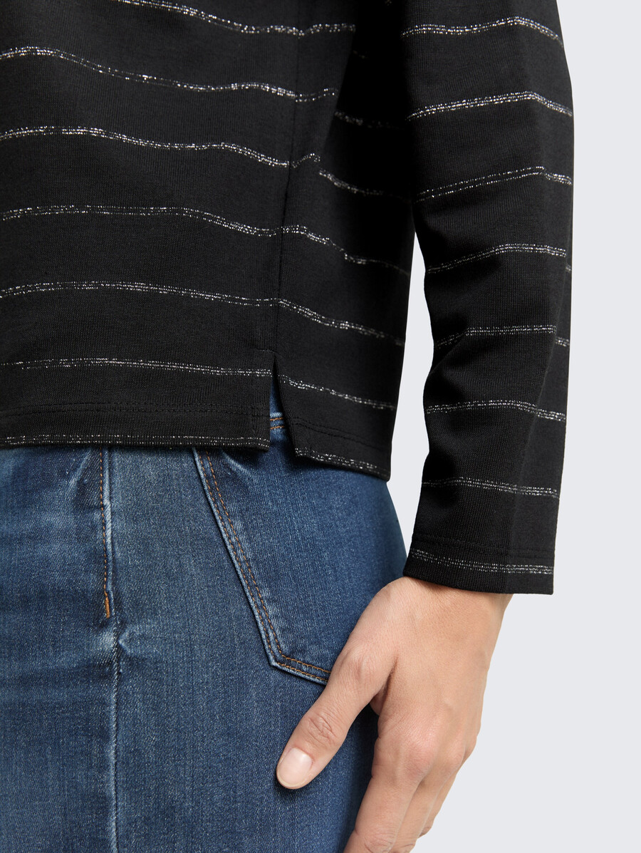 chemise à manches longues à rayures pailletées