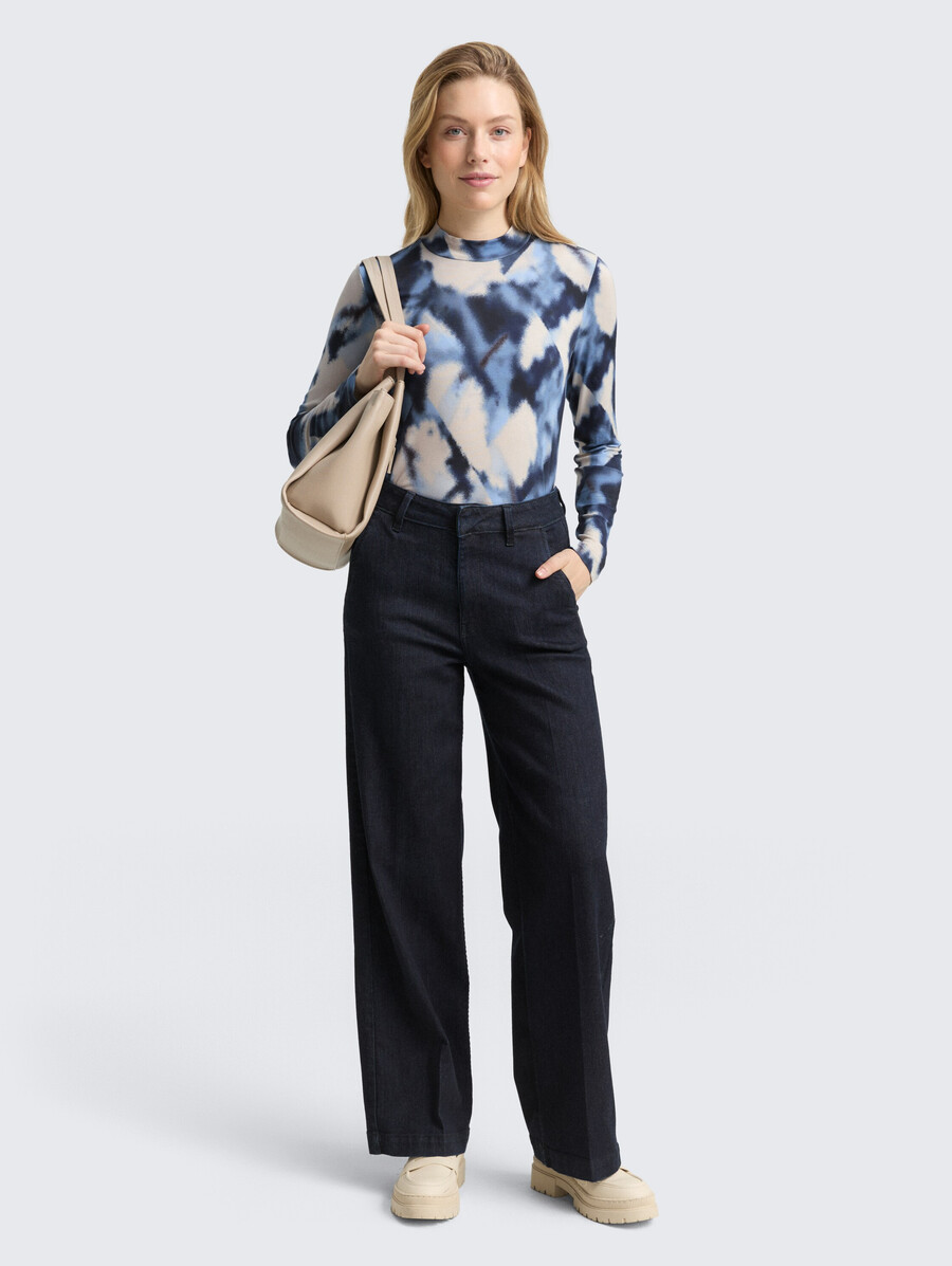 chemise à manches longues cintrée à motifs