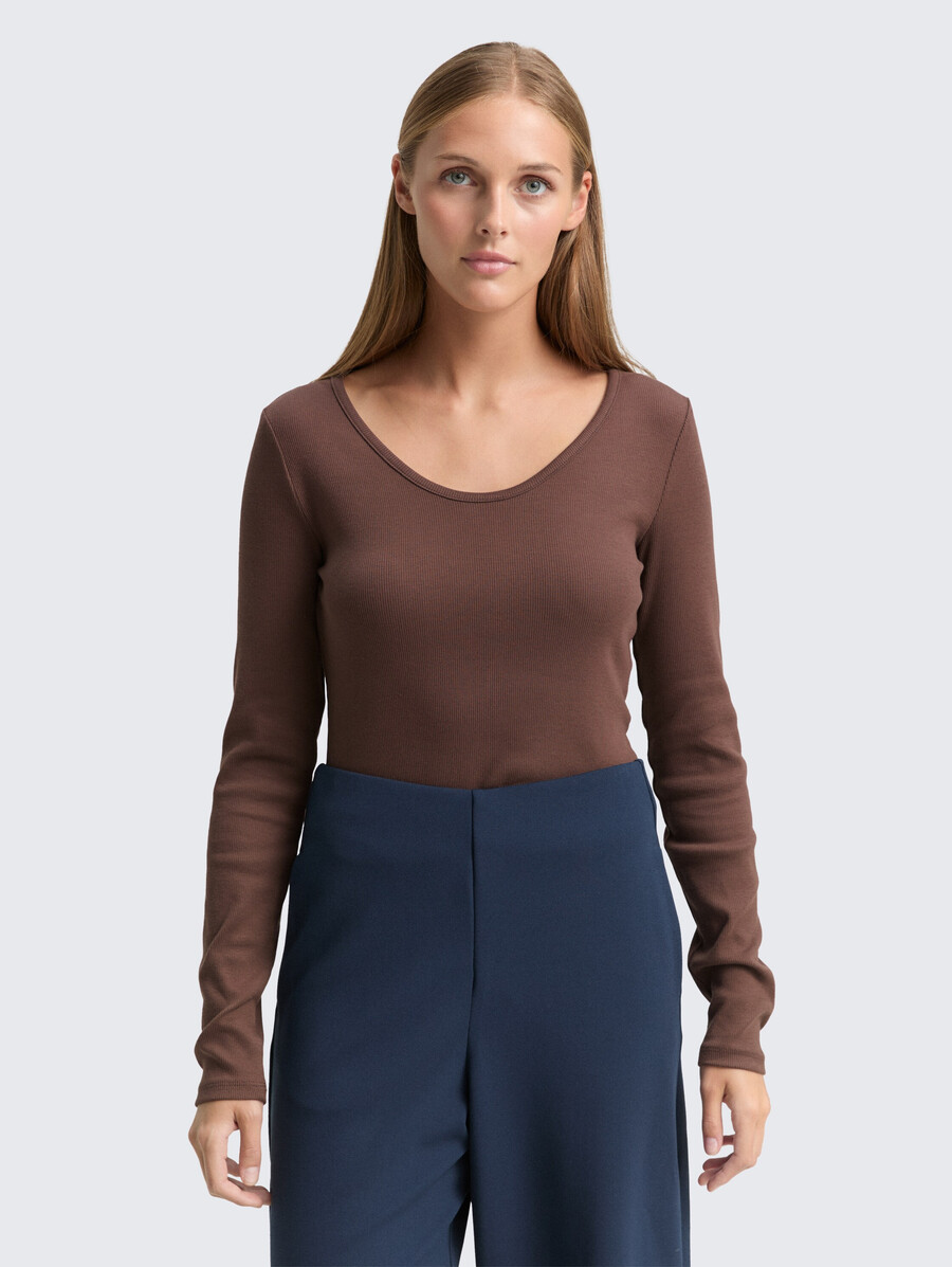 chemise à manches longues coupe ajustée avec texture côtelée