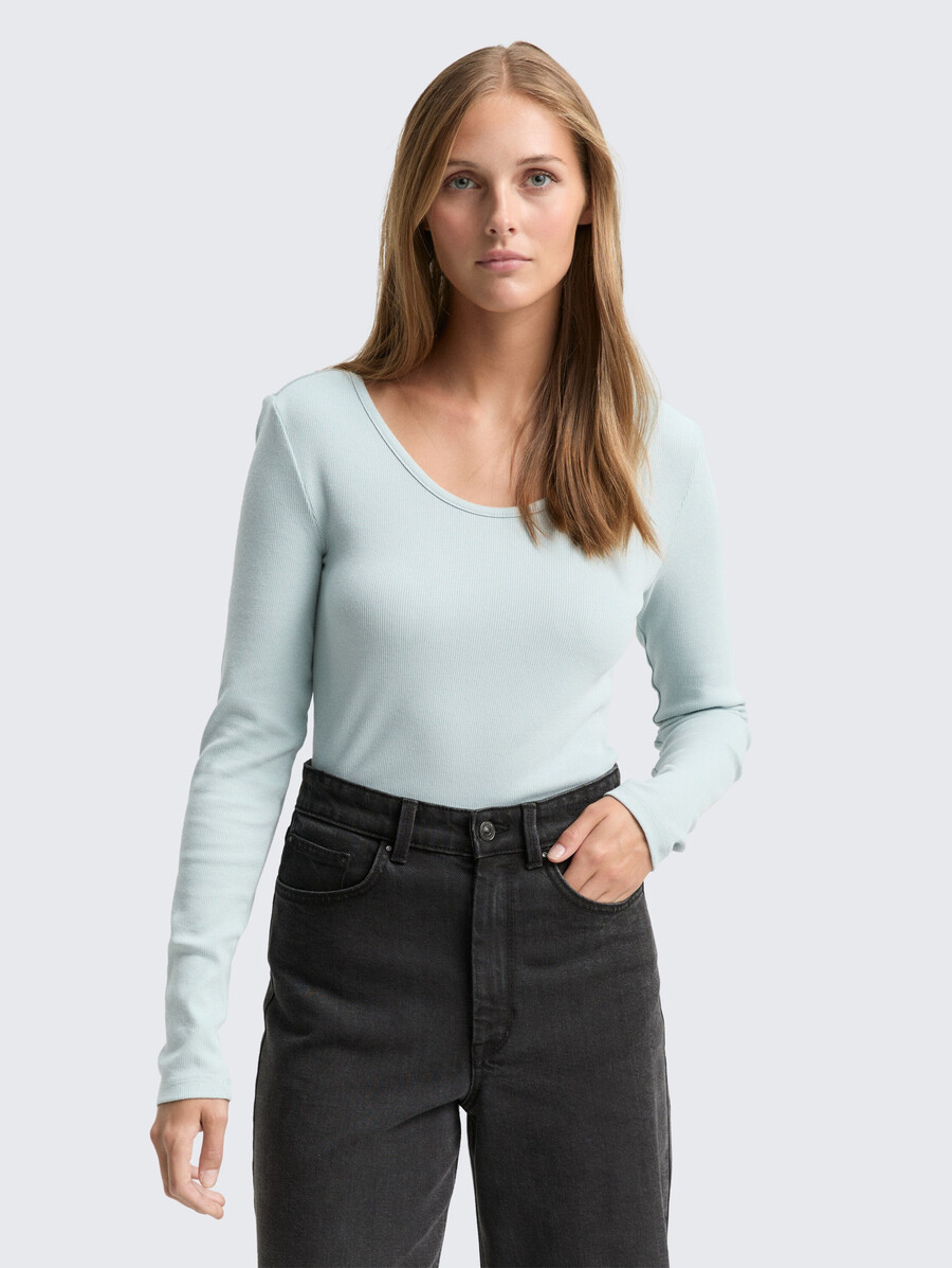 chemise à manches longues coupe ajustée avec texture côtelée
