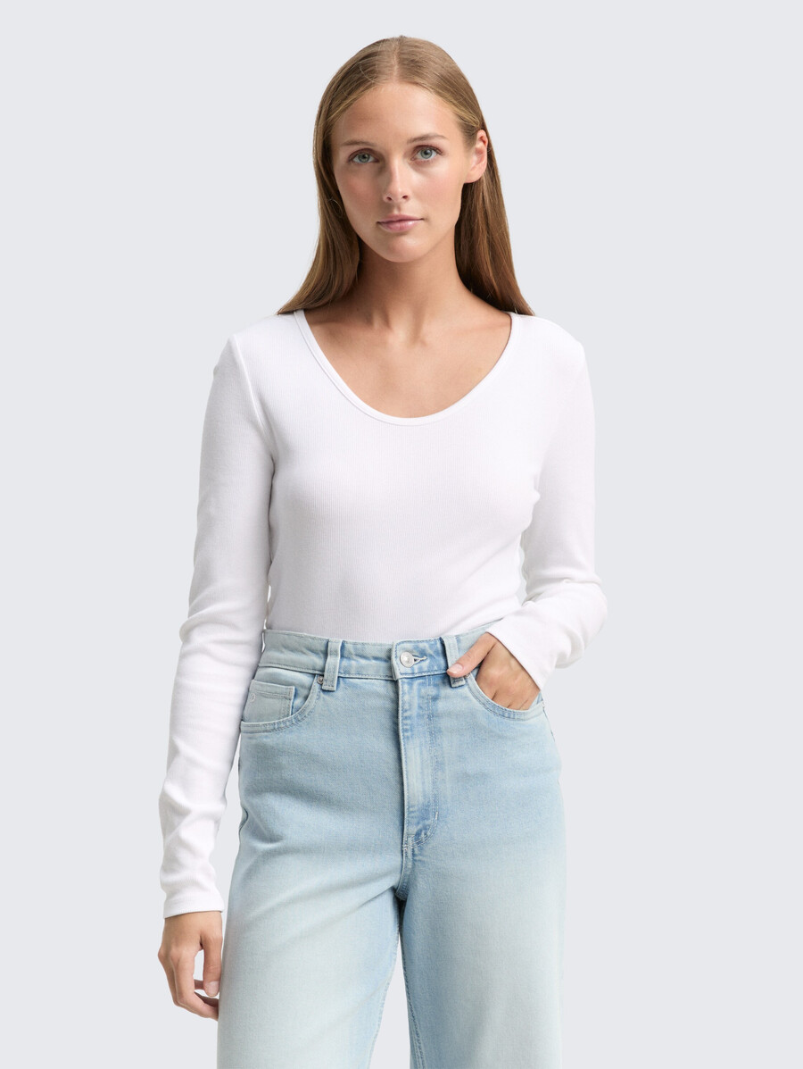 chemise à manches longues coupe ajustée avec texture côtelée