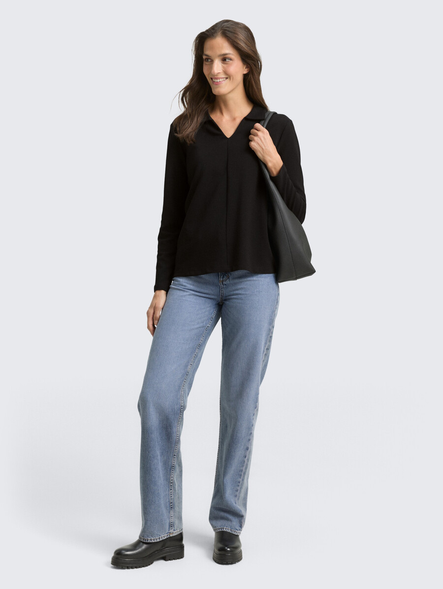 chemise à manches longues et col polo