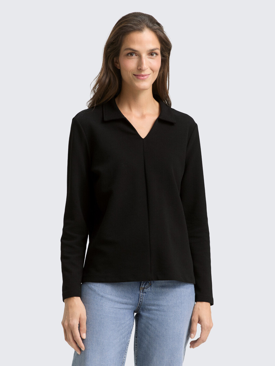 chemise à manches longues et col polo