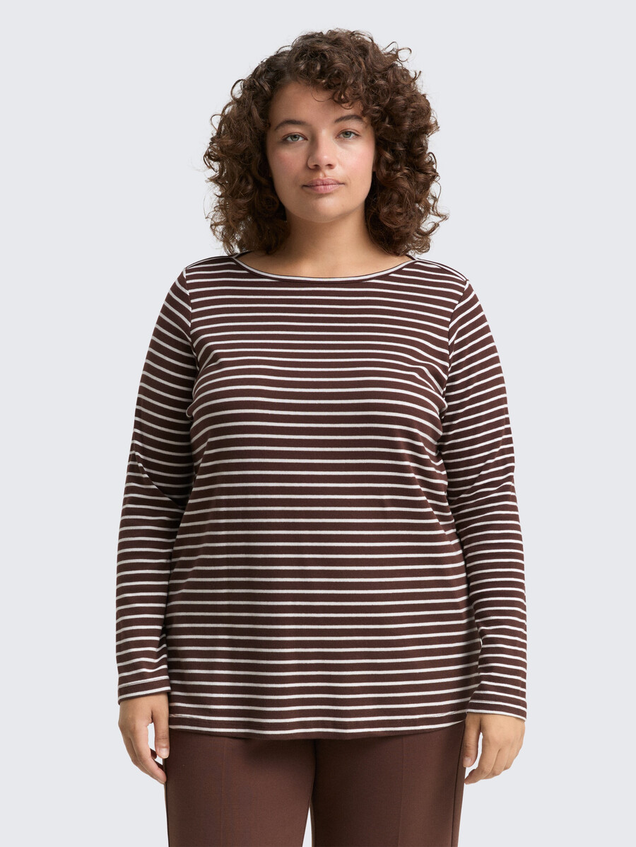 chemise à manches longues grande taille à rayures