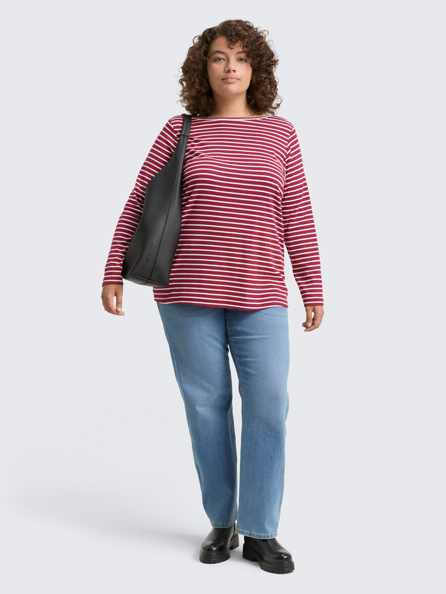 chemise à manches longues grande taille à rayures