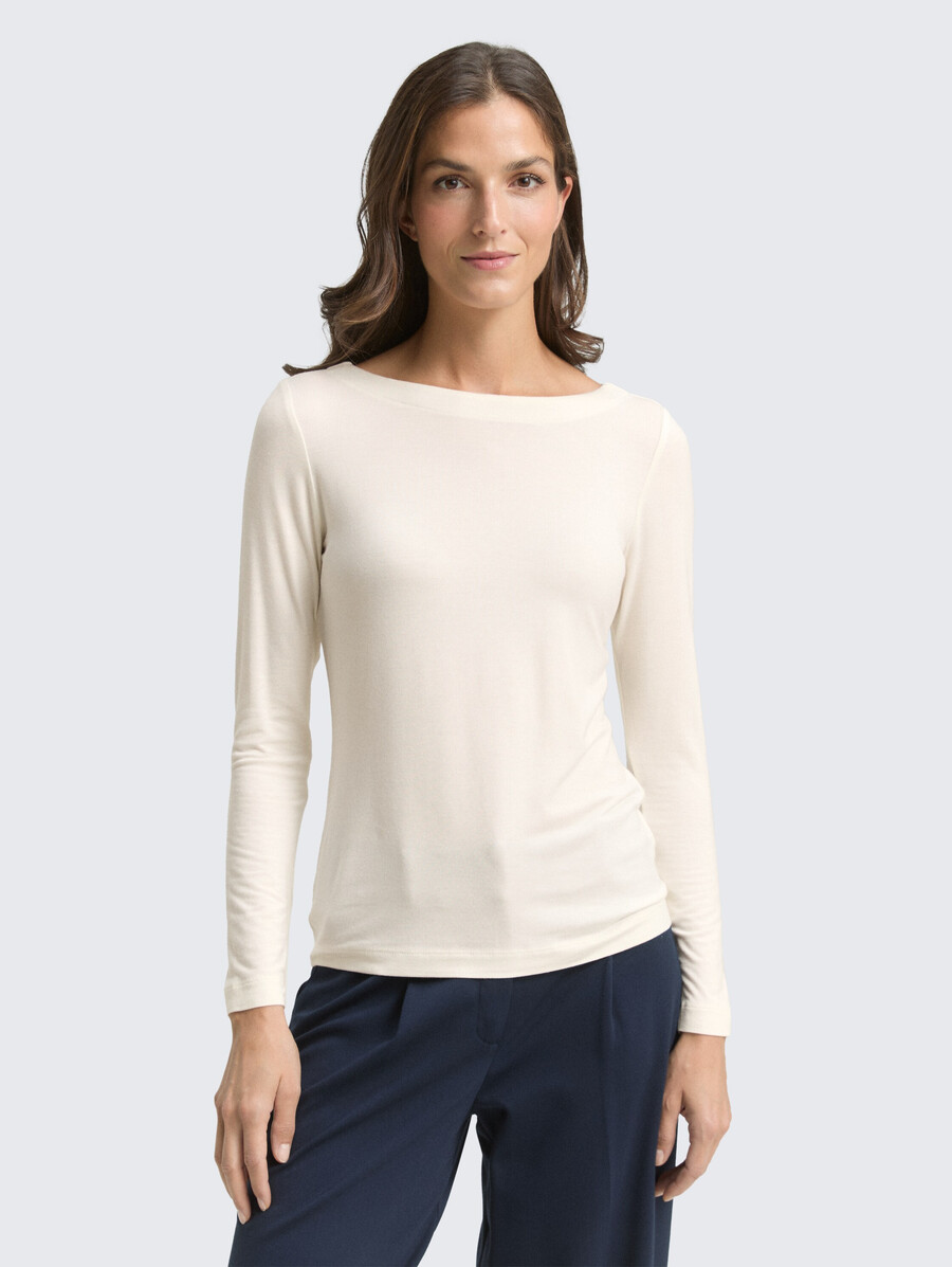 chemise à manches longues coupe ajustée et col bateau