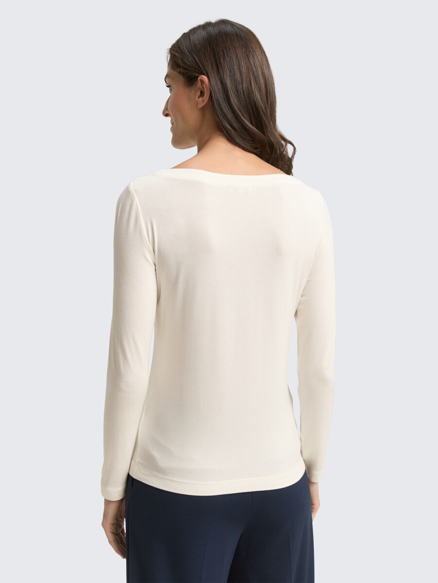 chemise à manches longues coupe ajustée et col bateau