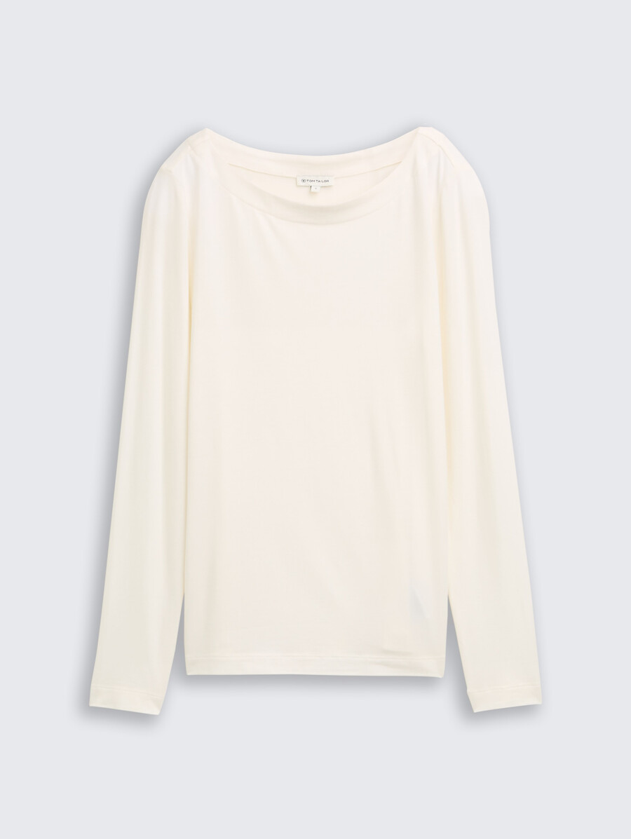 chemise à manches longues coupe ajustée et col bateau