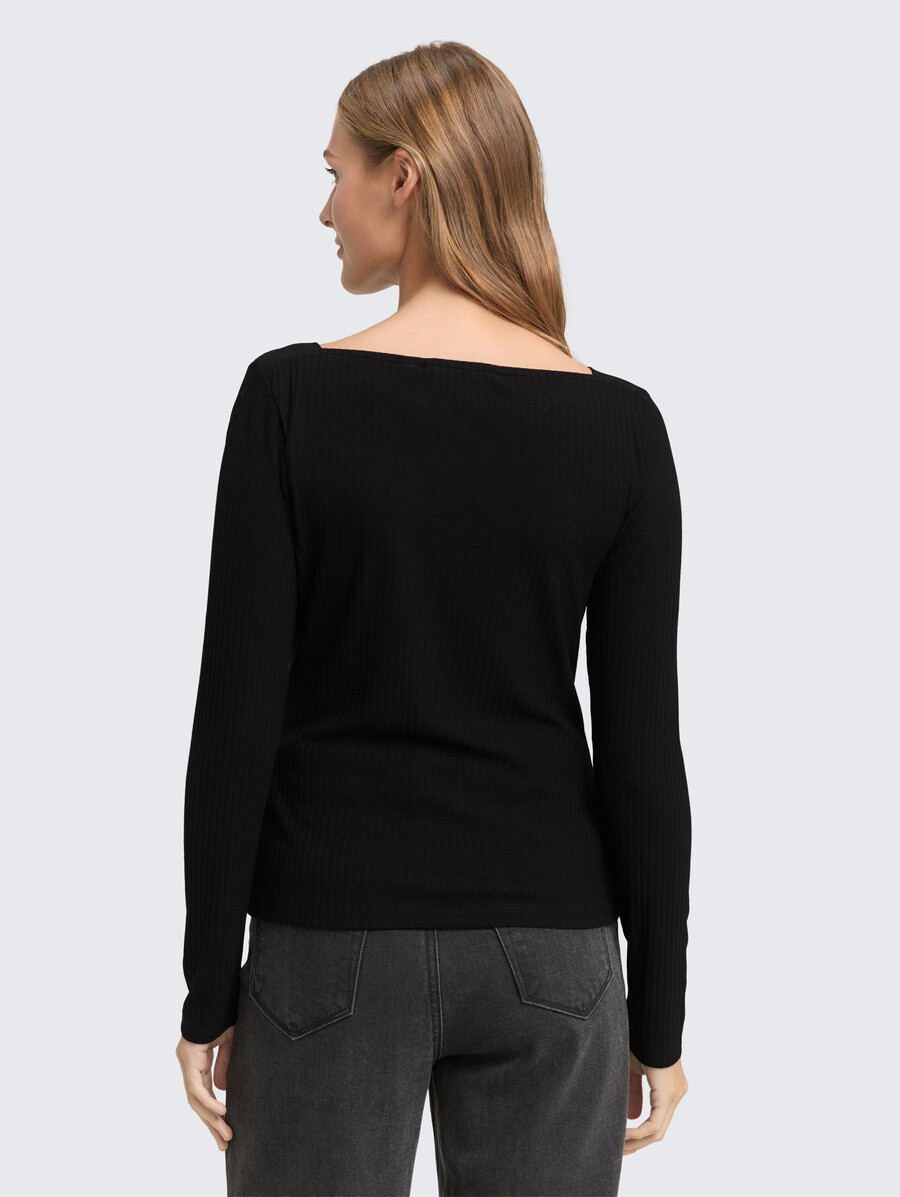 chemise à manches longues coupe ajustée et col bateau