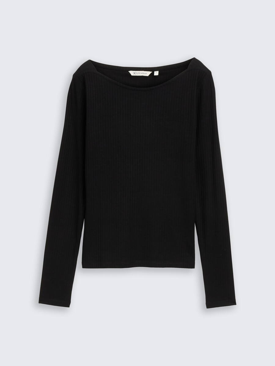 chemise à manches longues coupe ajustée et col bateau