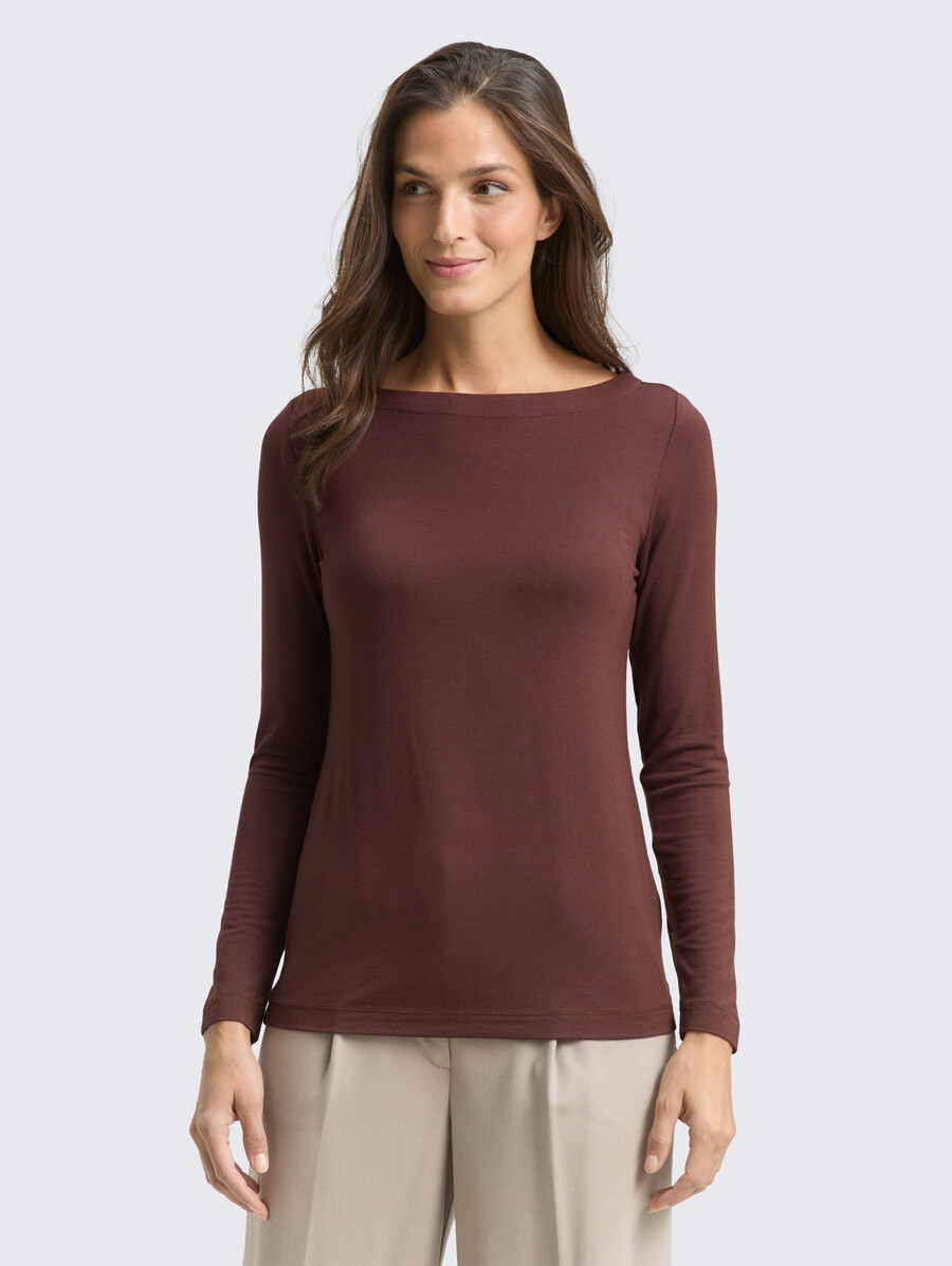 chemise à manches longues coupe ajustée et col bateau