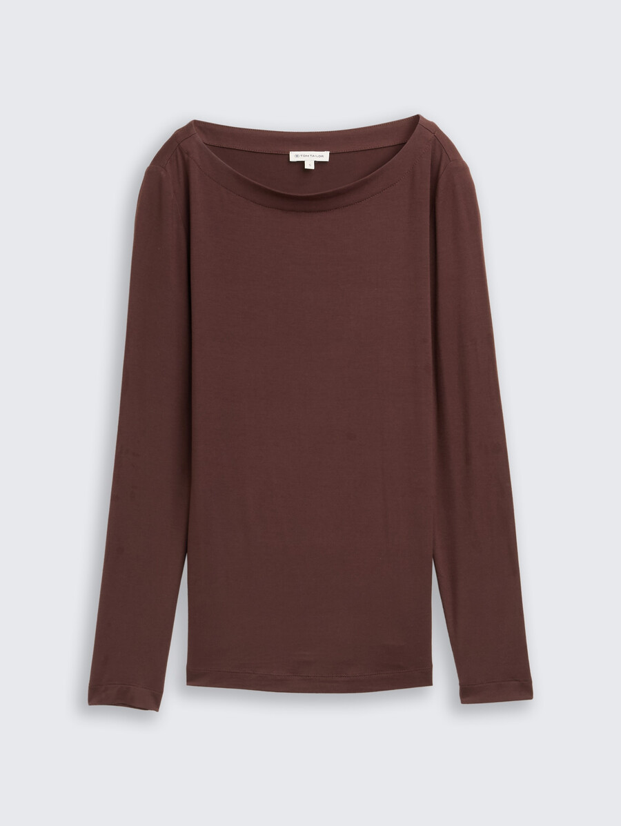 chemise à manches longues coupe ajustée et col bateau
