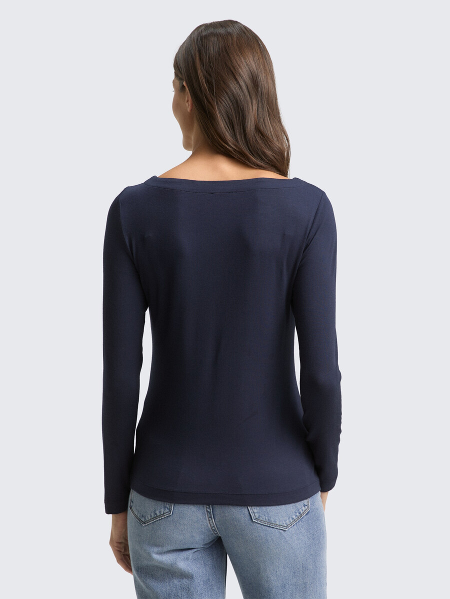 chemise à manches longues coupe ajustée et col bateau