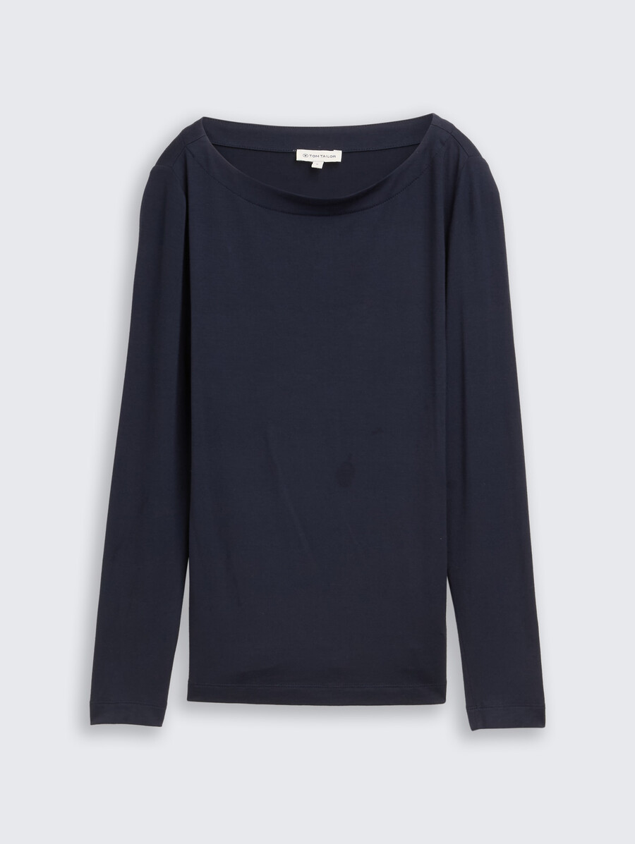 chemise à manches longues coupe ajustée et col bateau