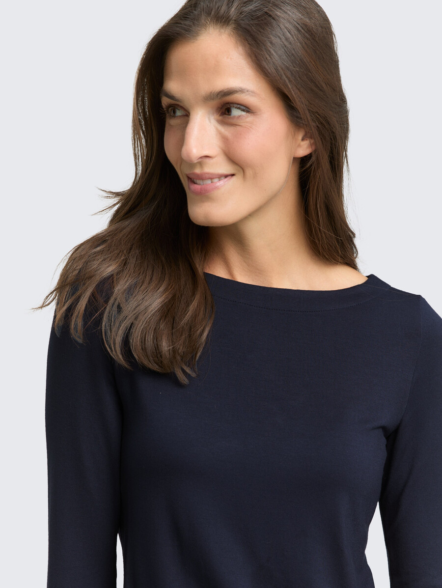 chemise à manches longues coupe ajustée et col bateau