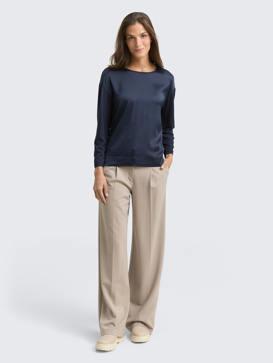 chemise ample à manches longues en mélange de matières