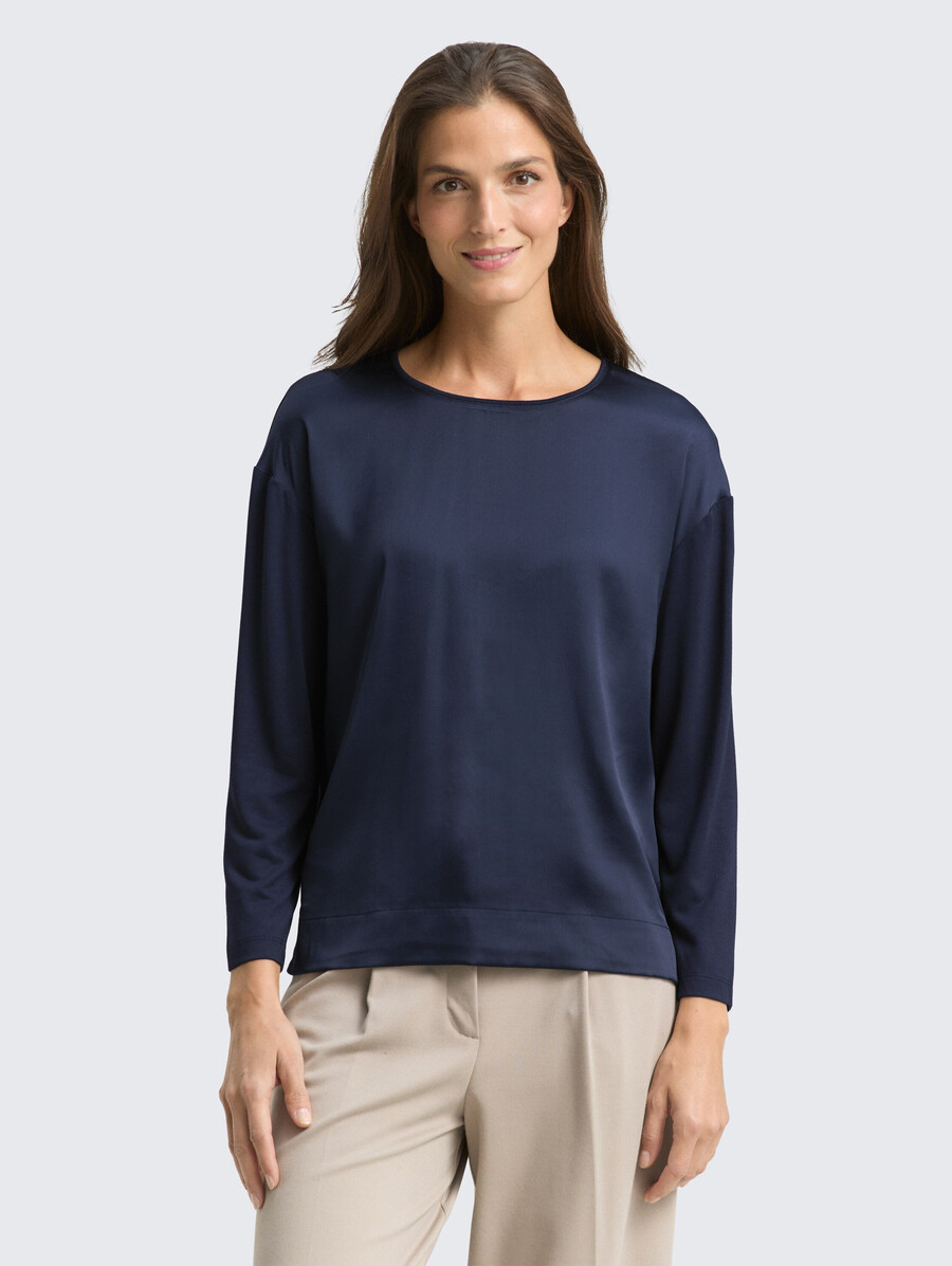 chemise ample à manches longues en mélange de matières