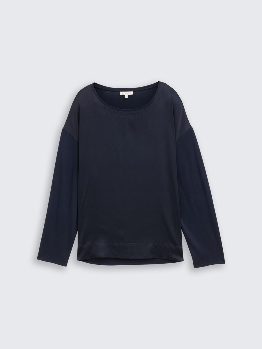 chemise ample à manches longues en mélange de matières