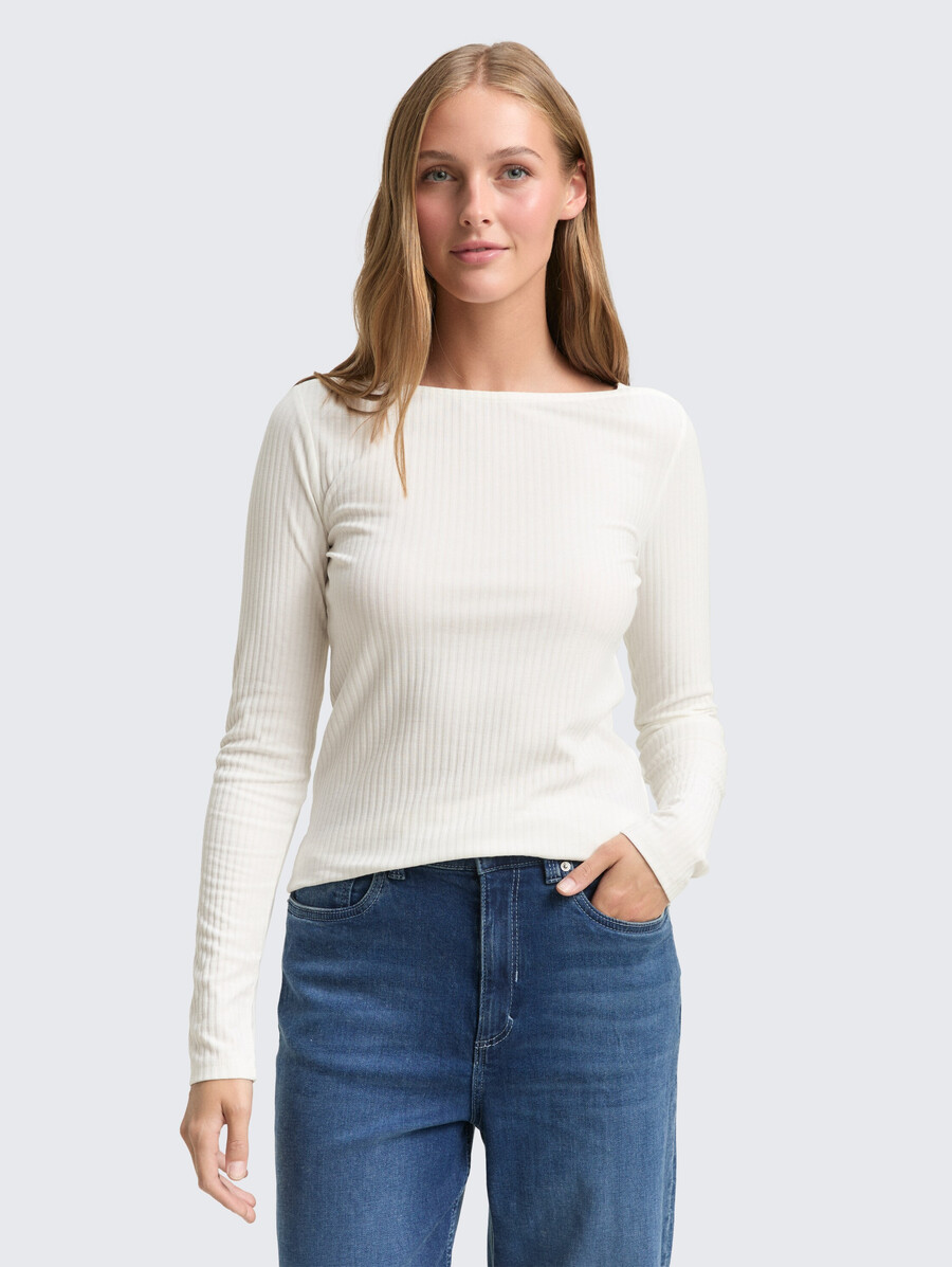chemise à manches longues coupe ajustée et col bateau