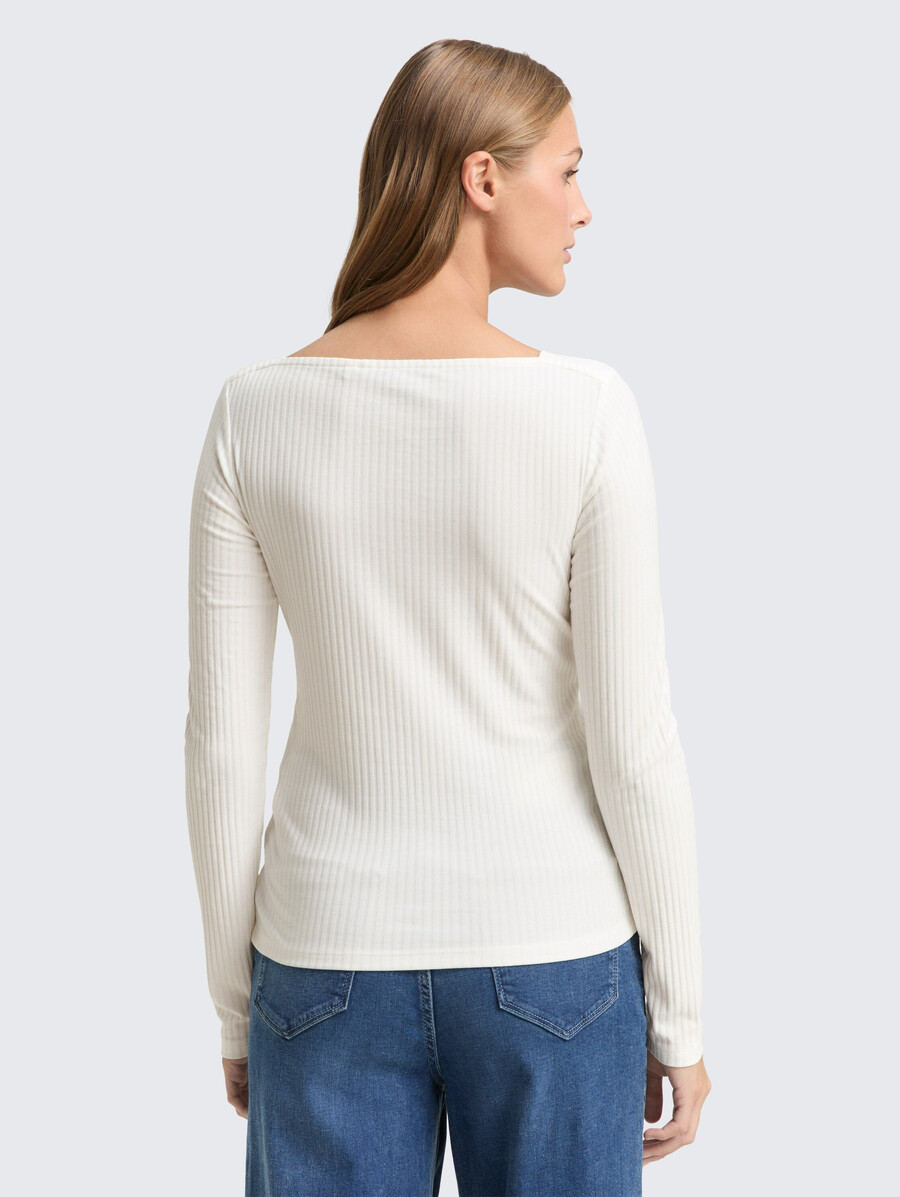 chemise à manches longues coupe ajustée et col bateau
