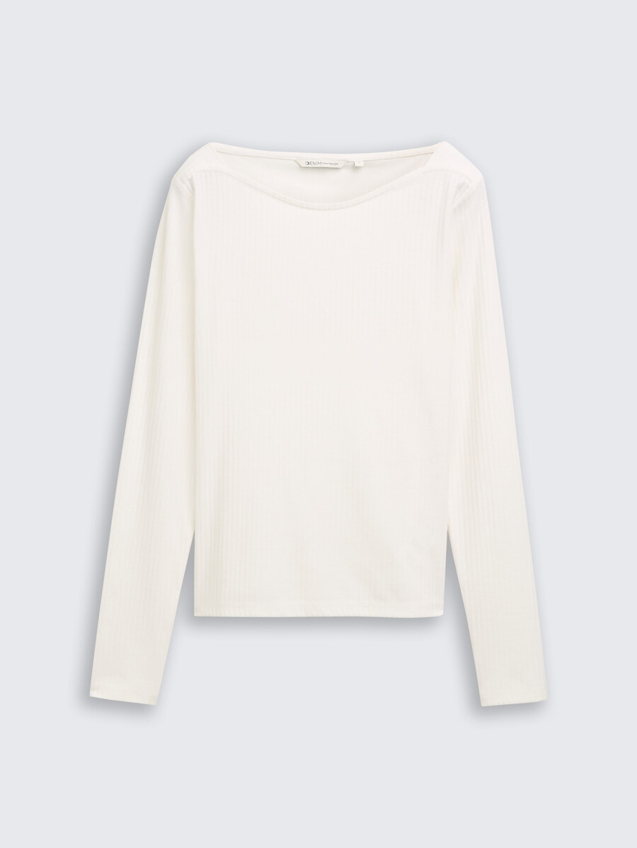 chemise à manches longues coupe ajustée et col bateau