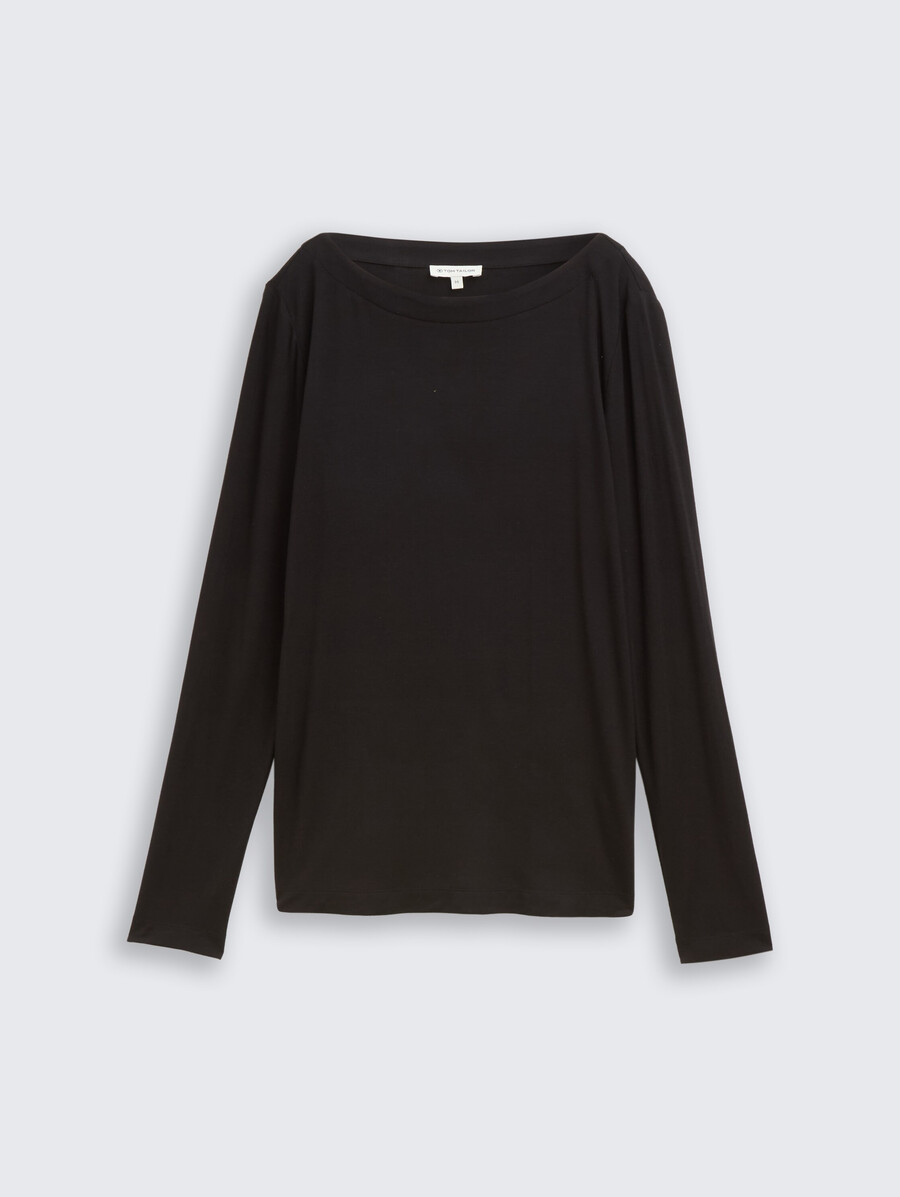 chemise à manches longues coupe ajustée et col bateau