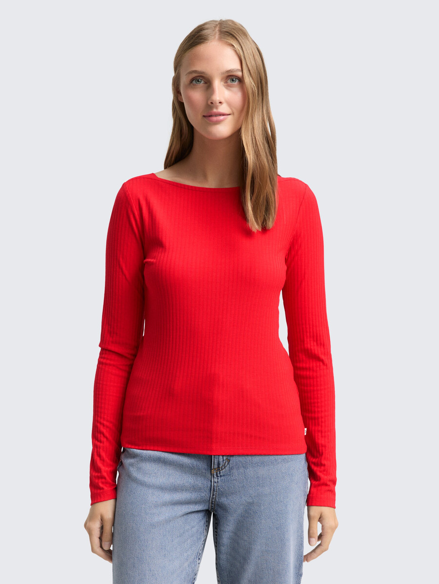 chemise à manches longues coupe ajustée et col bateau