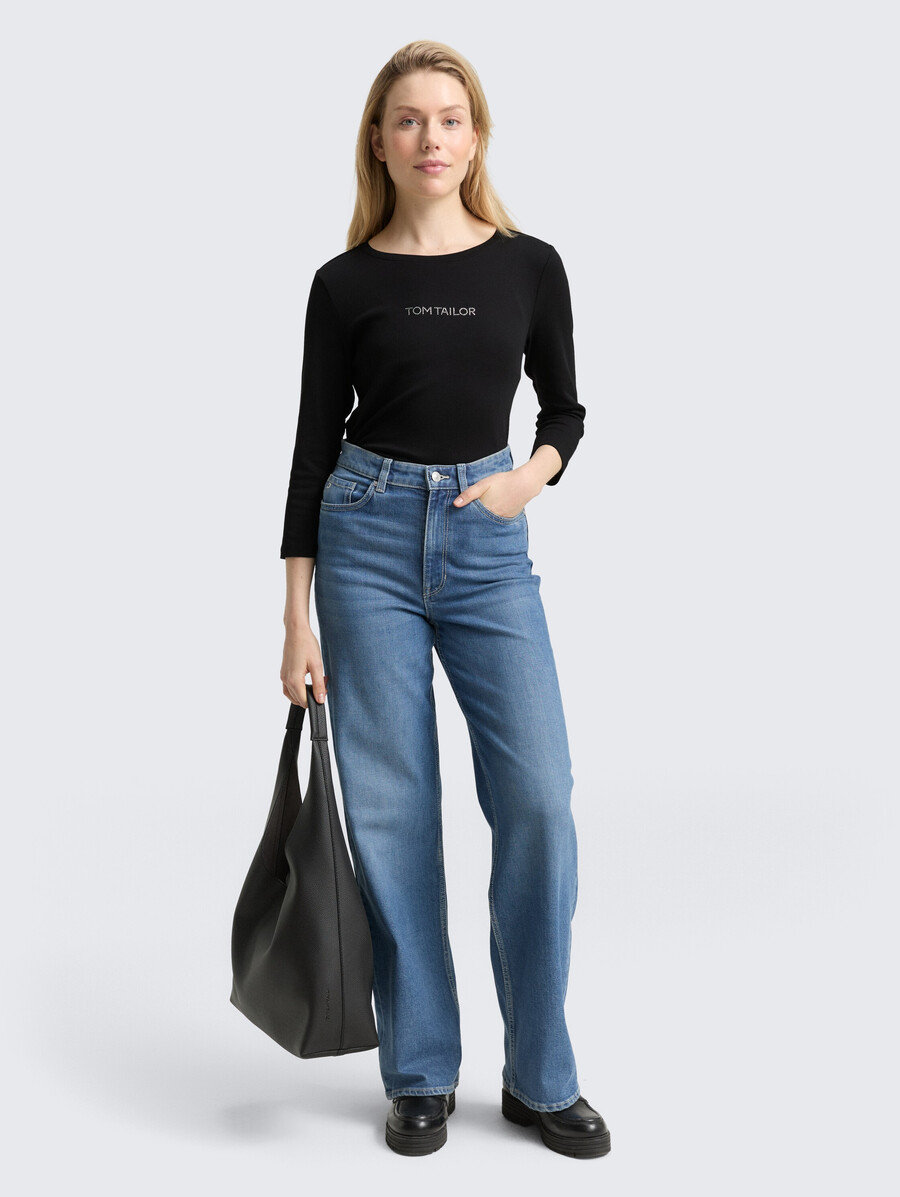 chemise à manches longues coupe ajustée avec logo pailleté