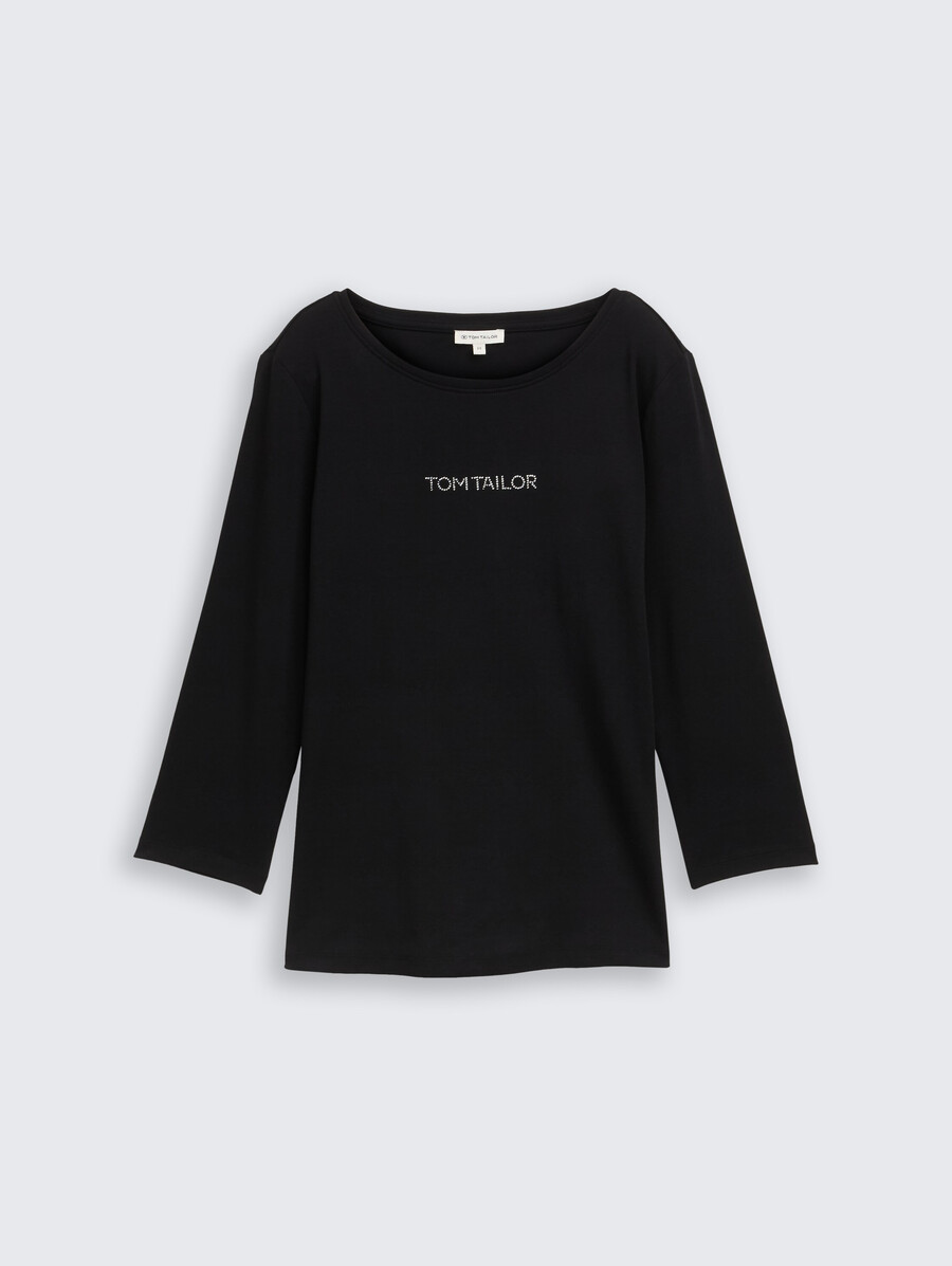 chemise à manches longues coupe ajustée avec logo pailleté